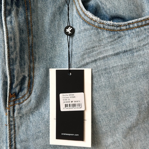 NWT Free People x One Teaspoon Jacksons MW short distressed frayed Ocean size 31 - Picture 11 of 12